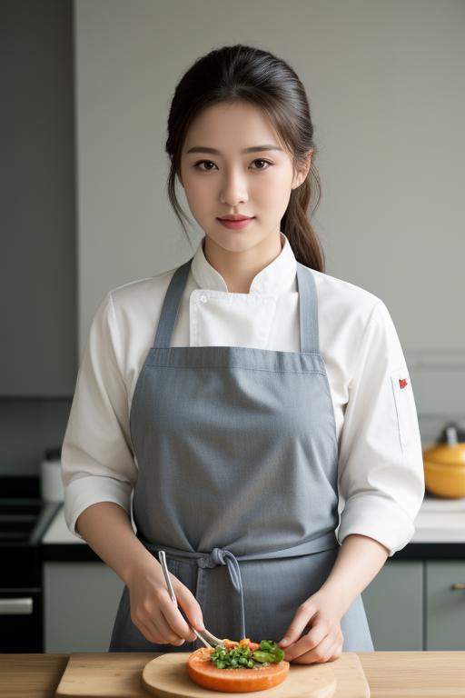 05495-2775772765-1girl,(chef_1.2),chef's uniform with apron,tied-back hair for practicality,determined and confident expression,(holding a cookin.png